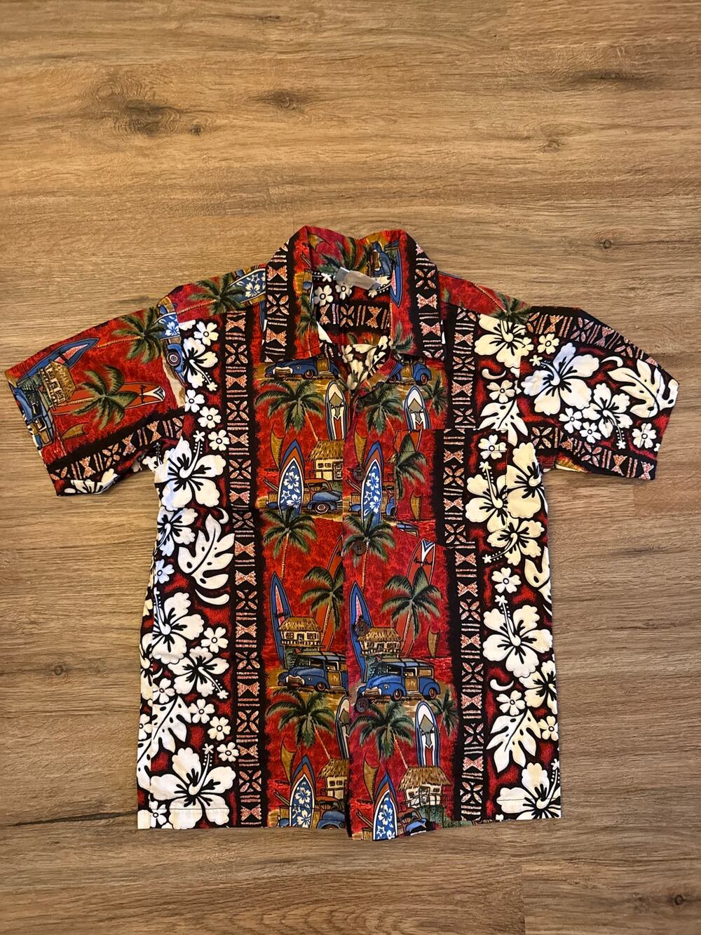 Boys RJC Button Up Hawaiian Print Shirt Size 8 Made in Hawaii